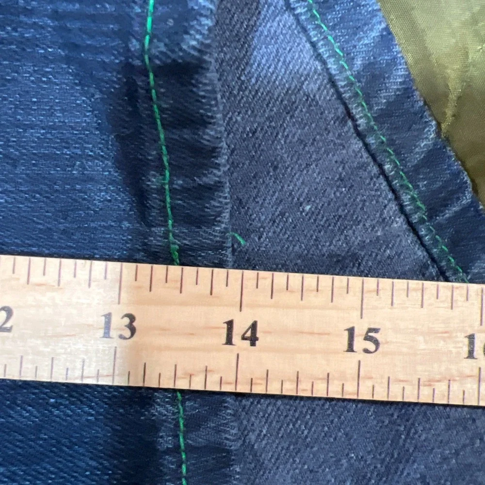 NBN Gear Men 40 Baggy Denim Shorts Y2K Jorts Green Stitch Raw String  X-TREME